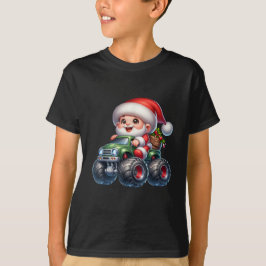 Camiseta Papais noeis de Natal bonitos Trator Xmas