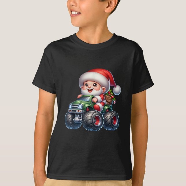 Camiseta Papais noeis de Natal bonitos Trator Xmas (Frente)