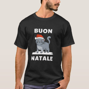 Camiseta Papais noeis de Natal Buon Natale Korat Cat