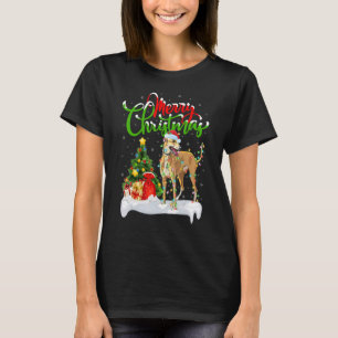 Camiseta Papais noeis de Natal Cachorro Greyhound Natal