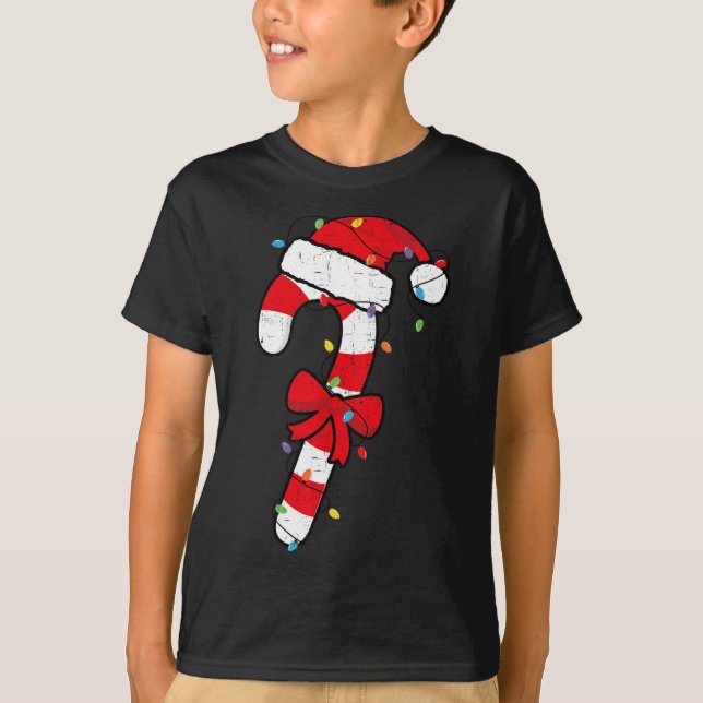 Camiseta Papais noeis de Natal Candy Cane Xmas Kids Toddler (Frente)