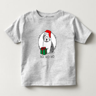 Camiseta Papais noeis De Natal Cão Velho Inglês (Cinza 1)