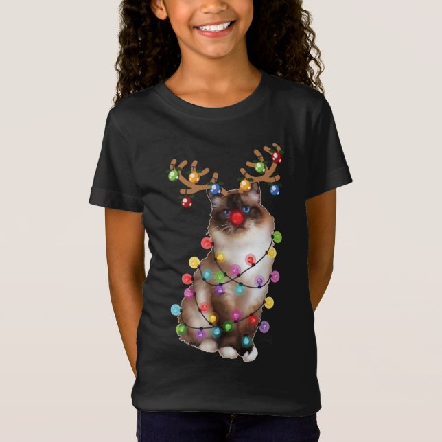 Camiseta Papais noeis de Natal Cat, Birman, Xmas, Cat Lover (Frente)