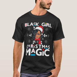 Camiseta Papais noeis de Natal da Menina Negra Irmã Sista 
