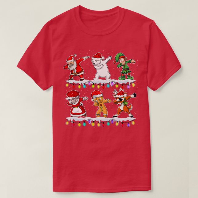 Camiseta Papais noeis de Natal Dabbing Presente para Menina (Frente do Design)
