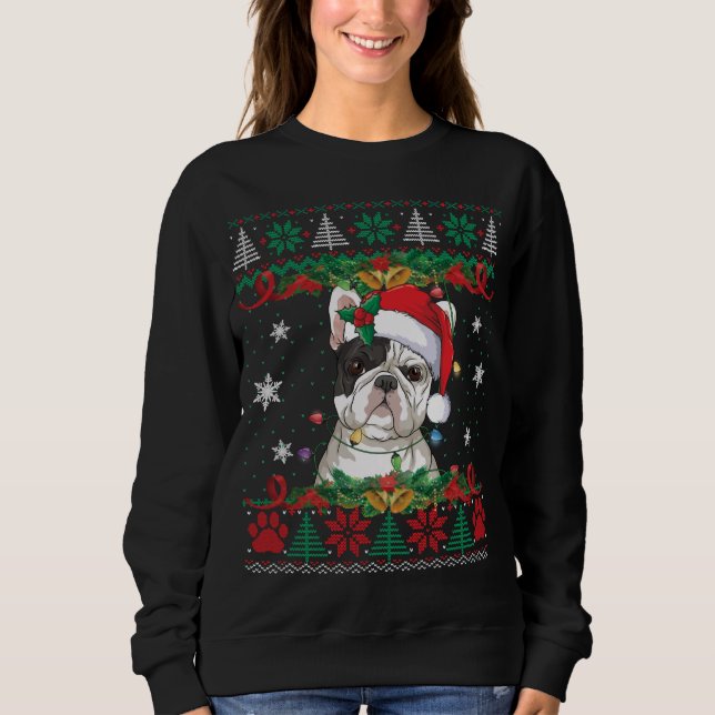 Camiseta Papais noeis de Natal de Buldogue Francês (Frente)