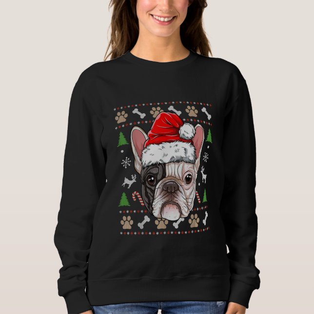 Camiseta papais noeis de natal de buldogue francês com esse (Frente)