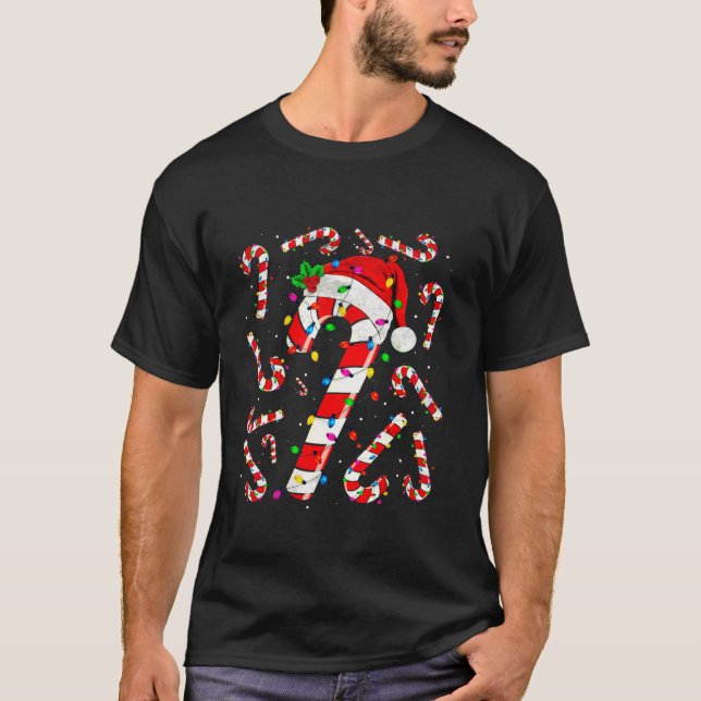 Camiseta Papais noeis de Natal de Canas Vermelhas e Brancas (Frente)