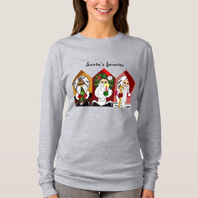 Camiseta Papais noeis de Natal de Cartoon personalizáveis (Frente)