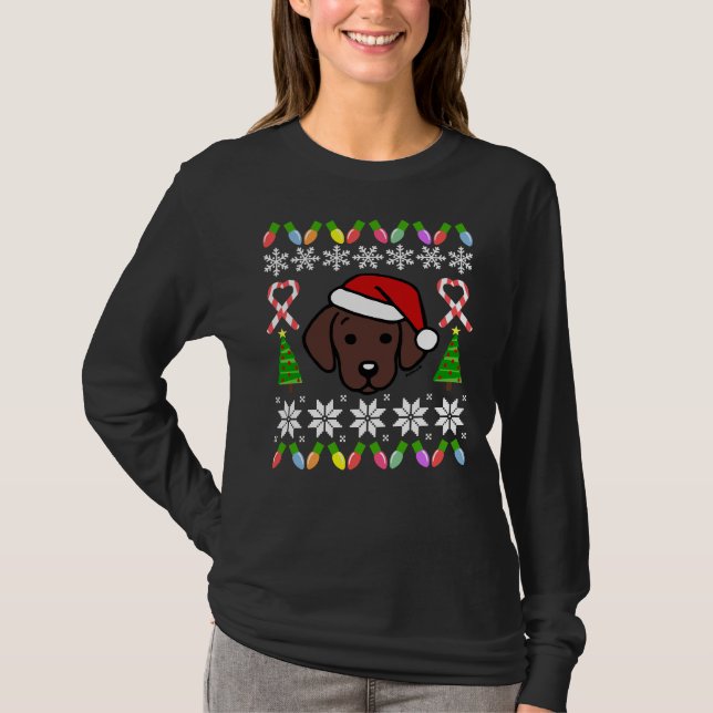 Camiseta Papais noeis de Natal de Chocolate Labrador (Frente)