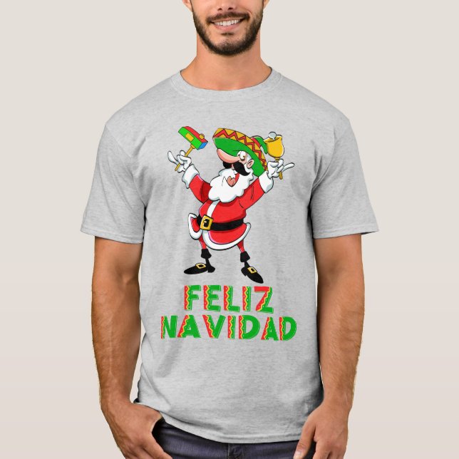 Camiseta Papais noeis de Natal de Feliz Navidad no México (Frente)