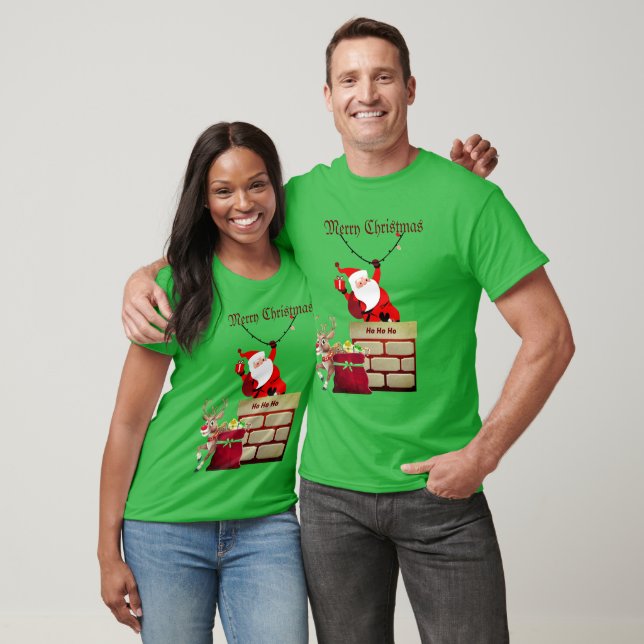 Camiseta Papais noeis de Natal de Férias Verdes (Unissex)