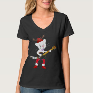 Camiseta Papais noeis de Natal de Gatos Musicais de Banjo