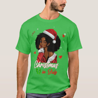 Camiseta Papais noeis de Natal de moça africana-americana e
