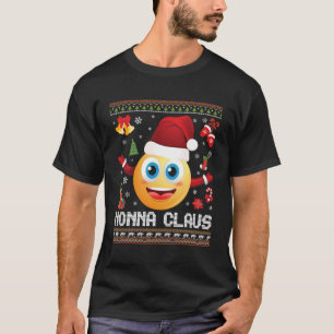 Camiseta Papais noeis de Natal de Nonna Claus Emoji Feliz F
