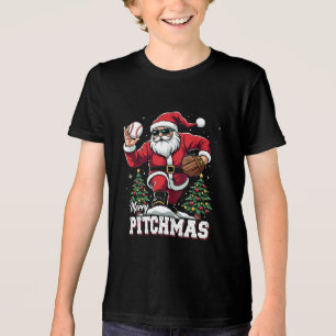 Camiseta Papais noeis de Natal de Pitchmas felizes Baseball