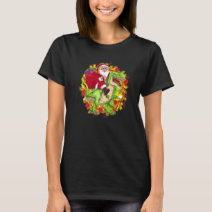 Camiseta Papais noeis de Natal Dinossauros Xmas Andando Din