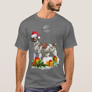 Camiseta Papais noeis de Natal do Cachorro Brittany Spaniel