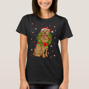 Camiseta Papais noeis de Natal do Retriever Xmas Lights Dog
