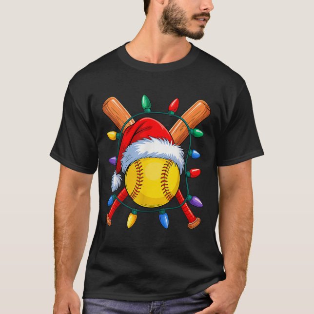 Camiseta Papais noeis De Natal Do Softball Xmas Sai As Mulh (Frente)