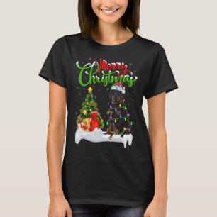 Camiseta Papais noeis de Natal Doberman Pinscher Dog Chris