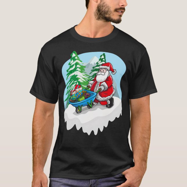 Camiseta Papais noeis De Natal E Seu Vagão De Presente (Frente)