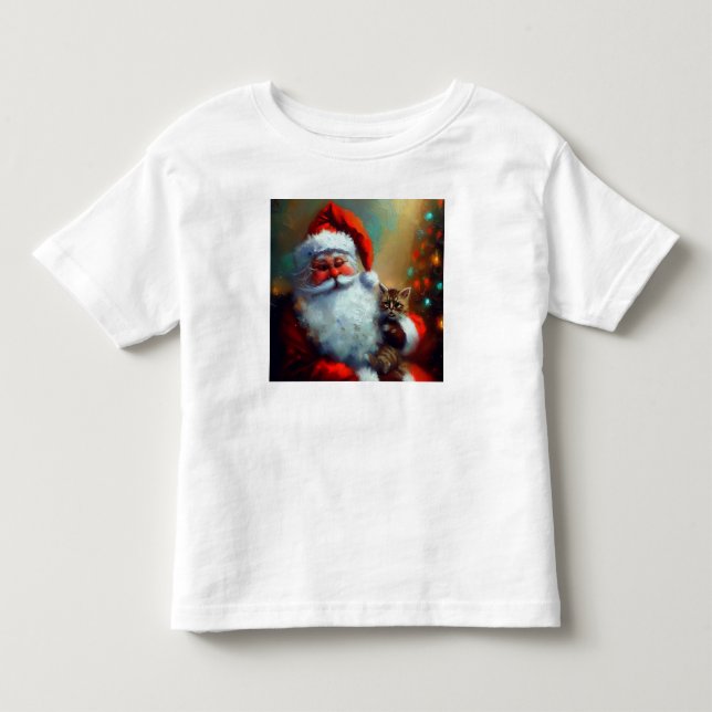 Camiseta Papais noeis de Natal e um Gato 4 (Frente)