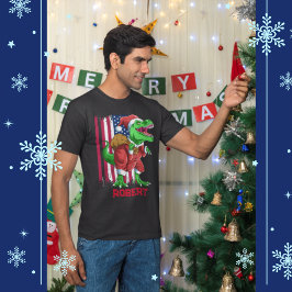 Camiseta Papais noeis de Natal Engraçados T Rex Tyrannosaur