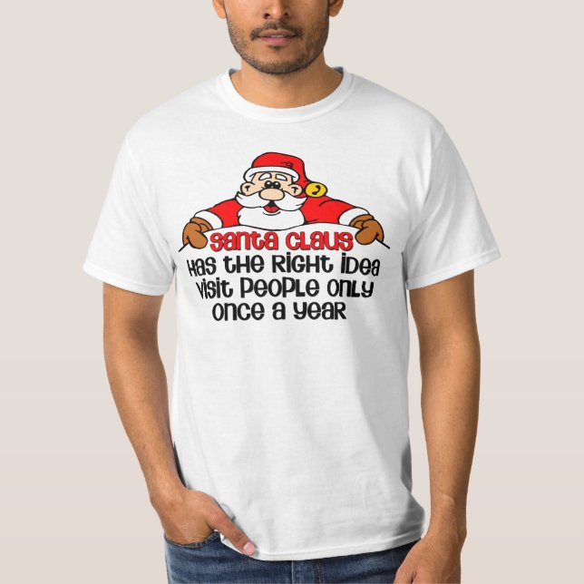 Camiseta Papais noeis De Natal Engraçados Visitam Bah Humbu (Frente)