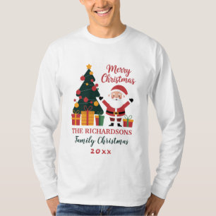 Camiseta Papais noeis de Natal Familiares com Presentes Per