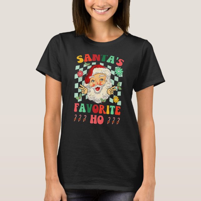 Camiseta Papais noeis De Natal Favoritos Ho Papai Noel Retr (Frente)