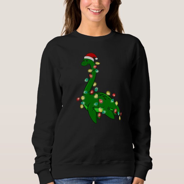 Camiseta papais noeis de natal feios Monstro de Loch ness (Frente)