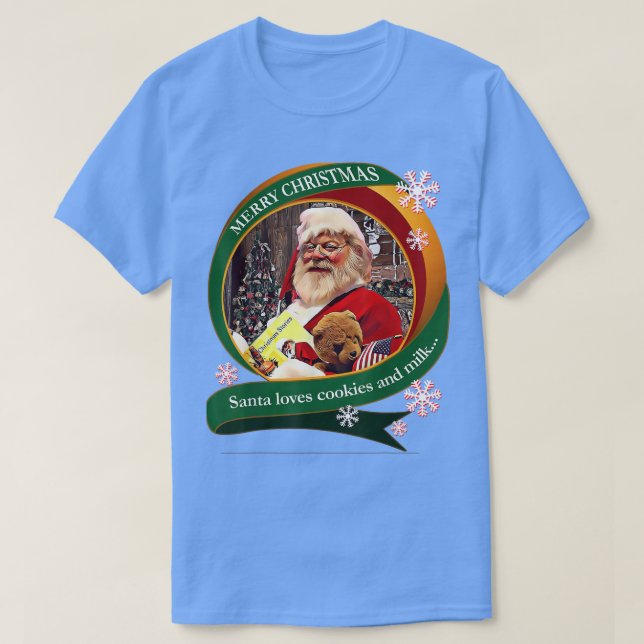Camiseta Papais noeis de Natal Feliz Adora Cookies e Desenh (Frente do Design)