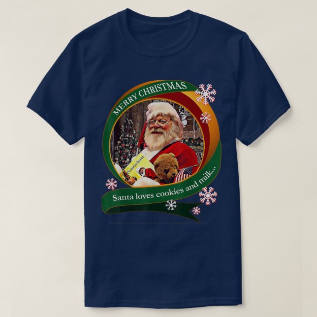 Camiseta Papais noeis de Natal Feliz Adora Cookies e Desenh (Frente do Design)