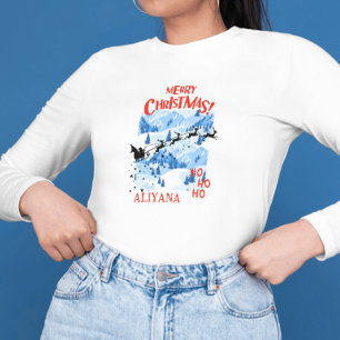 Camiseta Papais noeis de Natal Feliz Azul de inverno