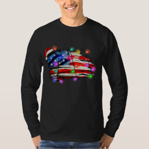 Camiseta Papais noeis de Natal Feliz da Bandeira Americana