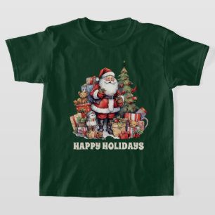 Camiseta papais noeis de Natal festivos adicionam aquarela