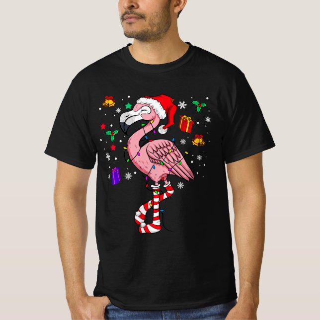 Camiseta Papais noeis de Natal Flamingo Lover Engraçado Clá (Frente)