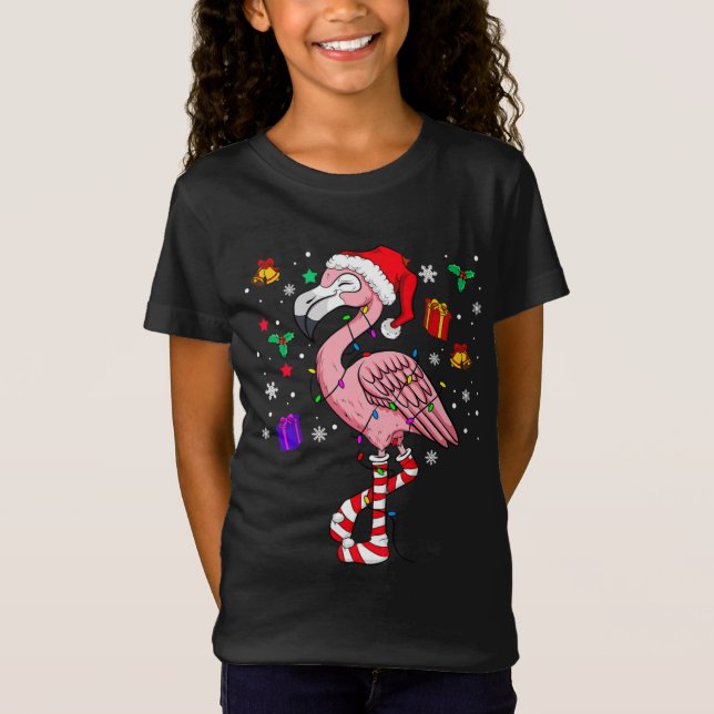 Camiseta Papais noeis de Natal Flamingo Lover Engraçado Clá (Frente)