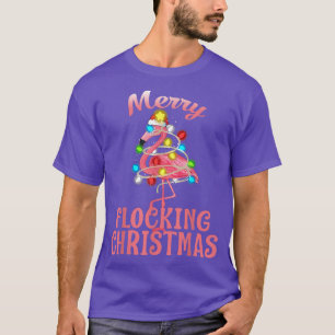 Camiseta Papais noeis de Natal Flamingo Xmas de feliz