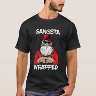 Camiseta Papais noeis de Natal Gangsta Wrapper
