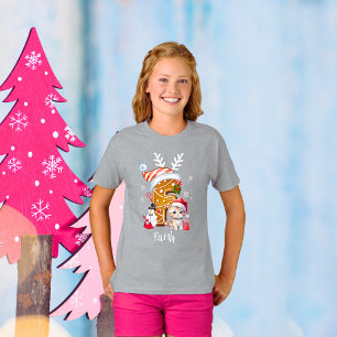 Camiseta Papais noeis de Natal Gingerbird Alphabet F Girl