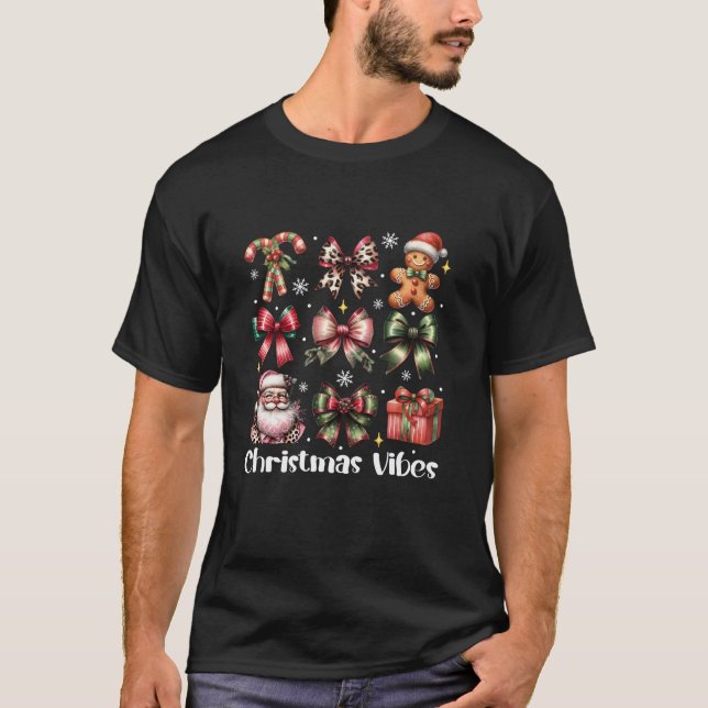 Camiseta Papais noeis de Natal Gingercake Arco de coquetes  (Frente)