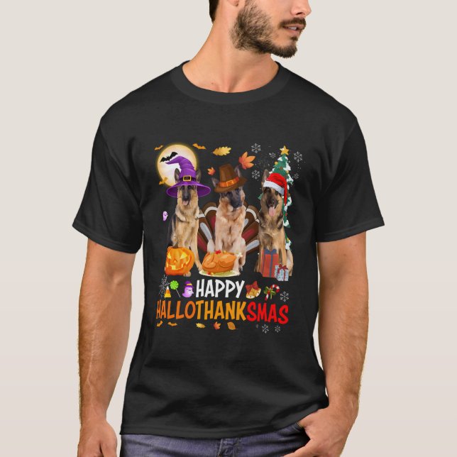 Camiseta Papais noeis de Natal Halloween Hallotha (Frente)