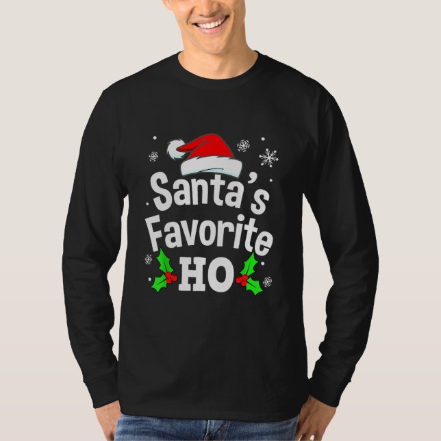 Camiseta Papais noeis de Natal Malvados Ho Pajama Favorito (Frente)
