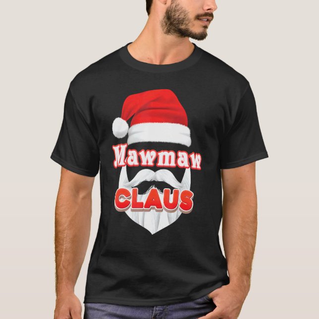Camiseta Papais noeis de Natal Mawmaw Claus Enfrentam Feliz (Frente)