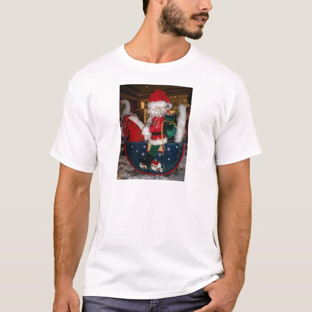 Camiseta Papais noeis de Natal num Cavalo com Impressão de  (Frente)