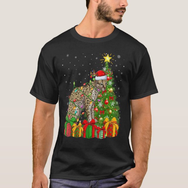 Camiseta Papais noeis de Natal Ocelot Xmas Ocelot Árvore de (Frente)