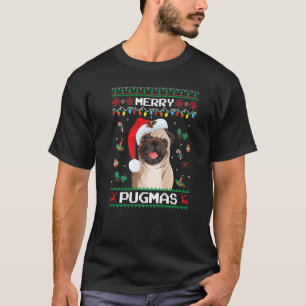Camiseta Papais noeis de Natal Pug Feliz Pugmas Xmas