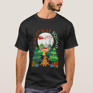 Camiseta Papais noeis de Natal Reindeer Giraffe Xmas Lover